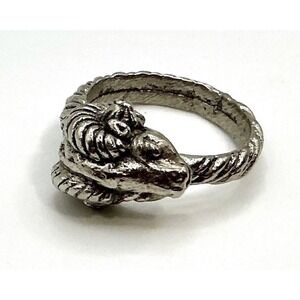 Ram's‎ Head Wrap ring Men's size 8.5 silver tone Aries Zodiac sign